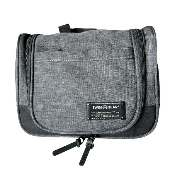SwissGear Getaway Mens Toiletry Travel Bag Gray/Black Multiple Pockets Zip Close - Picture 1 of 9
